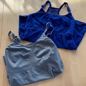 Set of 2 nursing tanks size small, gray and blue